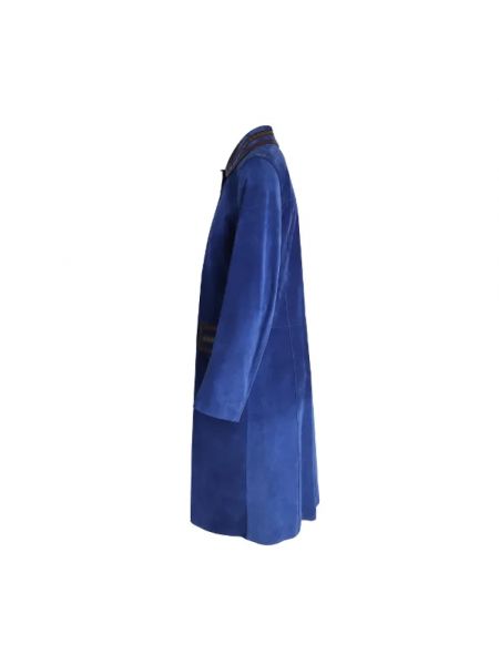 Abrigo largo de cuero retro Bottega Veneta Vintage azul
