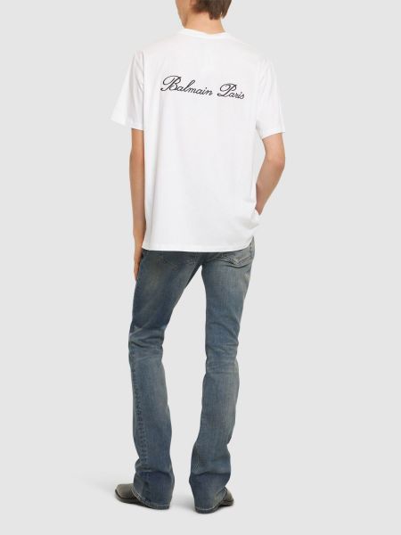 Camiseta de algodón Balmain blanco