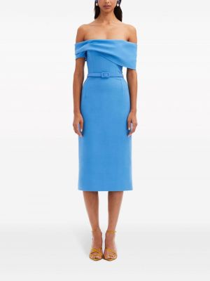 Drapované midi šaty Oscar De La Renta modré