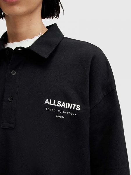 Pamučna polo majica Allsaints crna