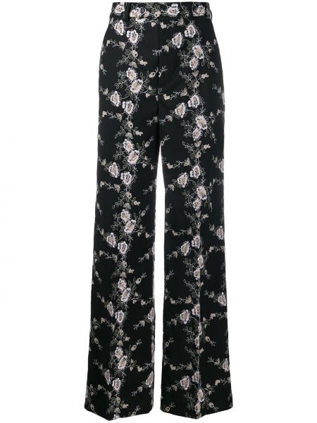 Pantalones con bordado de flores bootcut Giambattista Valli negro