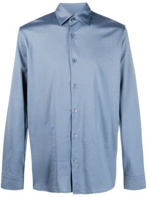 Bavlnená saténová košeľa Moorer modrá