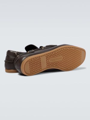 Pantofi loafer din piele Tom Ford maro