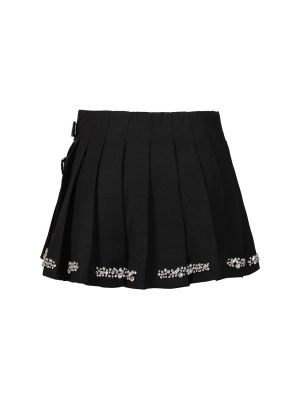 Křišťálové plisované vlněné mini sukně Des Phemmes černé