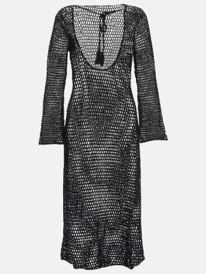 Midi obleka z mrežo Anna Kosturova črna