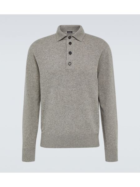 Cashmere ull poloskjorte Zegna grå