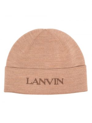 Vlnená čiapka s výšivkou Lanvin hnedá