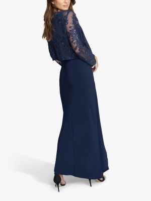 Длинное платье с вышивкой Gina Bacconi синее