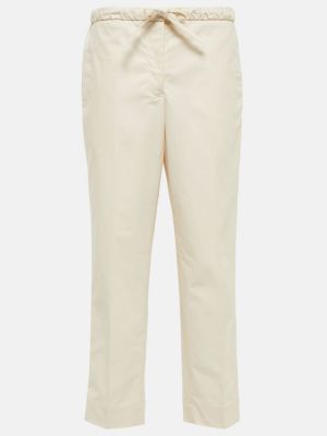 Bavlnené rovné nohavice s vysokým pásom Jil Sander biela
