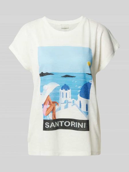 Koszulka z wiskozy z nadrukiem Milano Italy biała