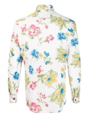 Květinová bavlněná košile s potiskem Daniele Alessandrini bílá