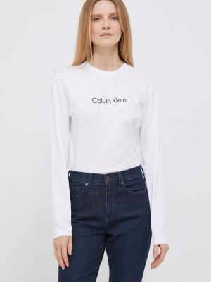 Pamučna majica dugih rukava sa dugačkim rukavima Calvin Klein bijela