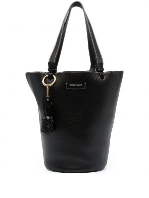 Kožená taška s výšivkou See By Chloé čierna
