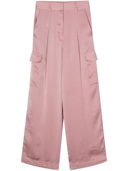 Pantaloni cargo din satin Ba&sh roz
