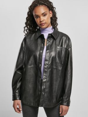 Кожаная куртка из искусственной кожи Urban Classics черная