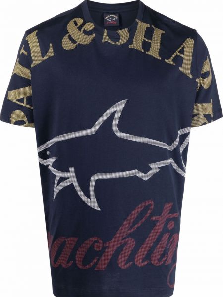 Raštuotas marškinėliai Paul & Shark mėlyna