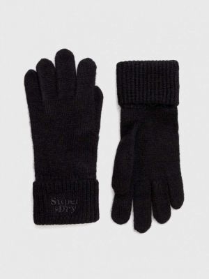 Vlněné rukavice Superdry černé