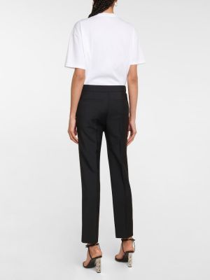 Vlněné kalhoty s vysokým pasem Givenchy černé