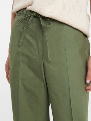 Pantaloni cu picior drept cu talie înaltă din bumbac Jil Sander verde