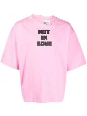 T-shirt avec imprimé slogan en coton à imprimé Natasha Zinko rose
