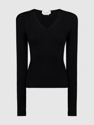 Черный шерстяной пуловер Alexander Mcqueen