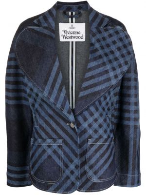 Kockované bavlnené sako Vivienne Westwood modrá