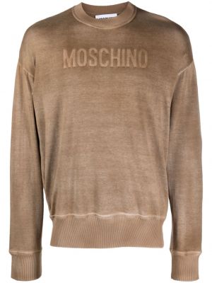 Bavlnená mikina s potlačou Moschino hnedá