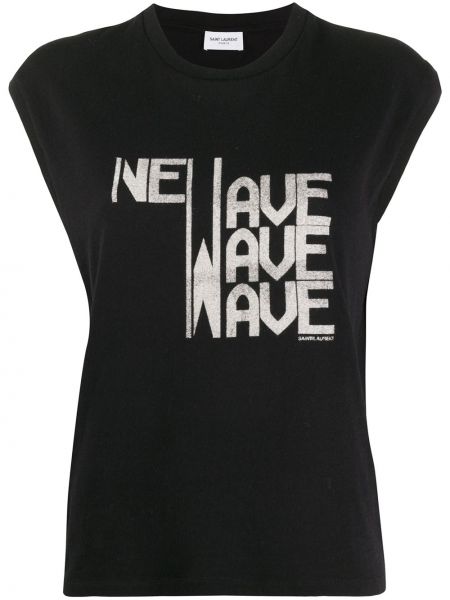 Camiseta con estampado Saint Laurent negro