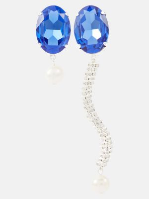Asimetrični naušnice sa perlicama s kristalima Magda Butrym plava