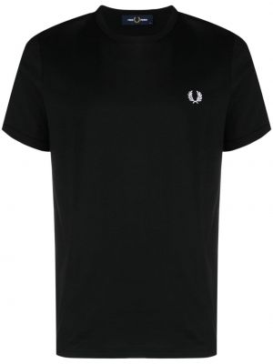 Βαμβακερή μπλούζα με κέντημα Fred Perry μαύρο