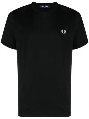 Памучна тениска бродирана Fred Perry черно