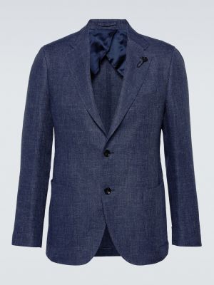 Льняной шерстяной пиджак Lardini синий
