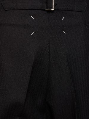 Vlněné kalhoty se vzorem rybí kosti Maison Margiela černé