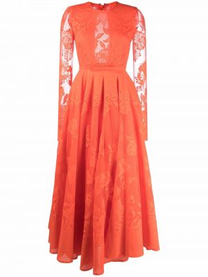 Jacquard blommig aftonklänning Giambattista Valli orange