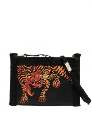 Vivienne Westwood Letter tiger-print crossbody bag - Noir