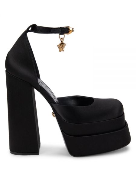 Кожаные туфли на платформе Versace черные