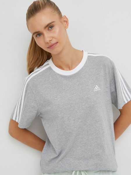 Бавовняна футболка Adidas сіра