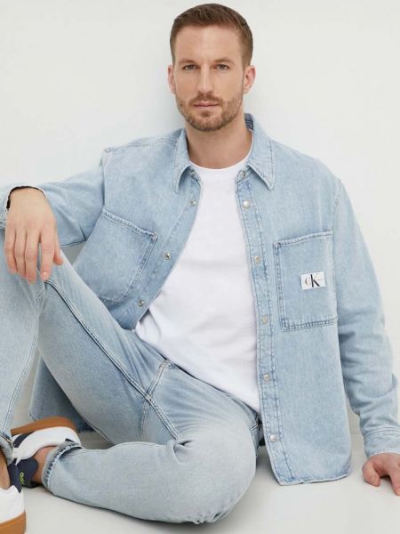 Дънкова риза Calvin Klein Jeans синьо
