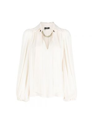 Bluzka z długim rękawem klasyczne Elisabetta Franchi - biały