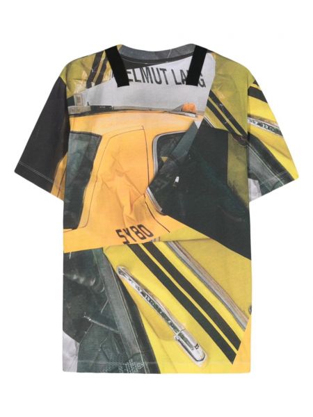 Koszulka bawełniana z nadrukiem Helmut Lang żółta