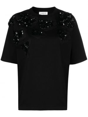 Bombažna majica s cvetličnim vzorcem Lanvin črna