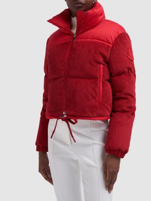 Péřová bunda z nylonu Moncler červená