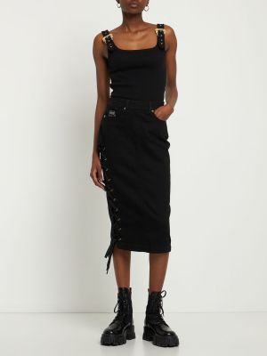 Bavlnená džínsová sukňa Versace Jeans Couture čierna