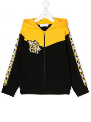 Tigerstripete brodert hettegenser for jenter Roberto Cavalli Junior svart