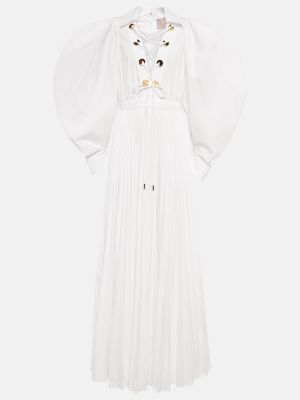 Plisované dlouhé šaty Elie Saab bílé