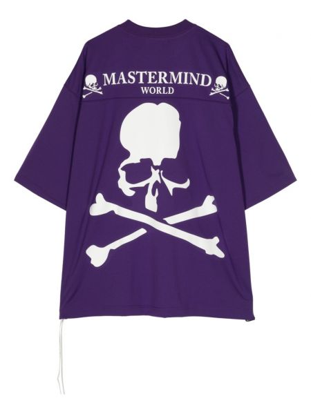 Tričko s potiskem s kulatým výstřihem Mastermind World fialové