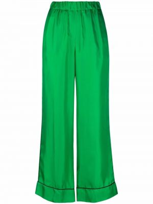 Μεταξωτό παντελόνι σε φαρδιά γραμμή Blanca Vita πράσινο