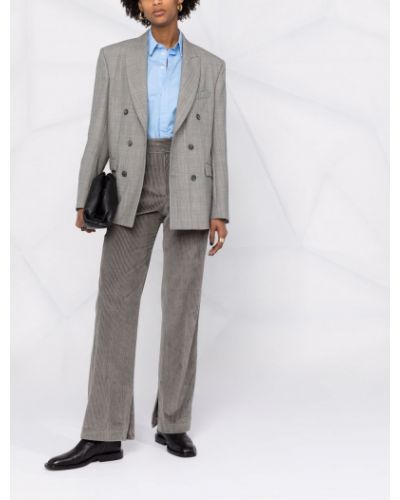 Pantalones de cintura alta de pana Brunello Cucinelli gris