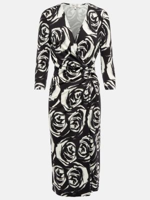 Robe mi-longue en laine de motif coeur Diane Von Furstenberg noir