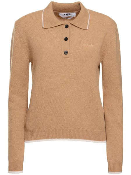 Ull poloskjorte Msgm beige